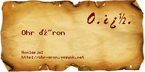 Ohr Áron névjegykártya